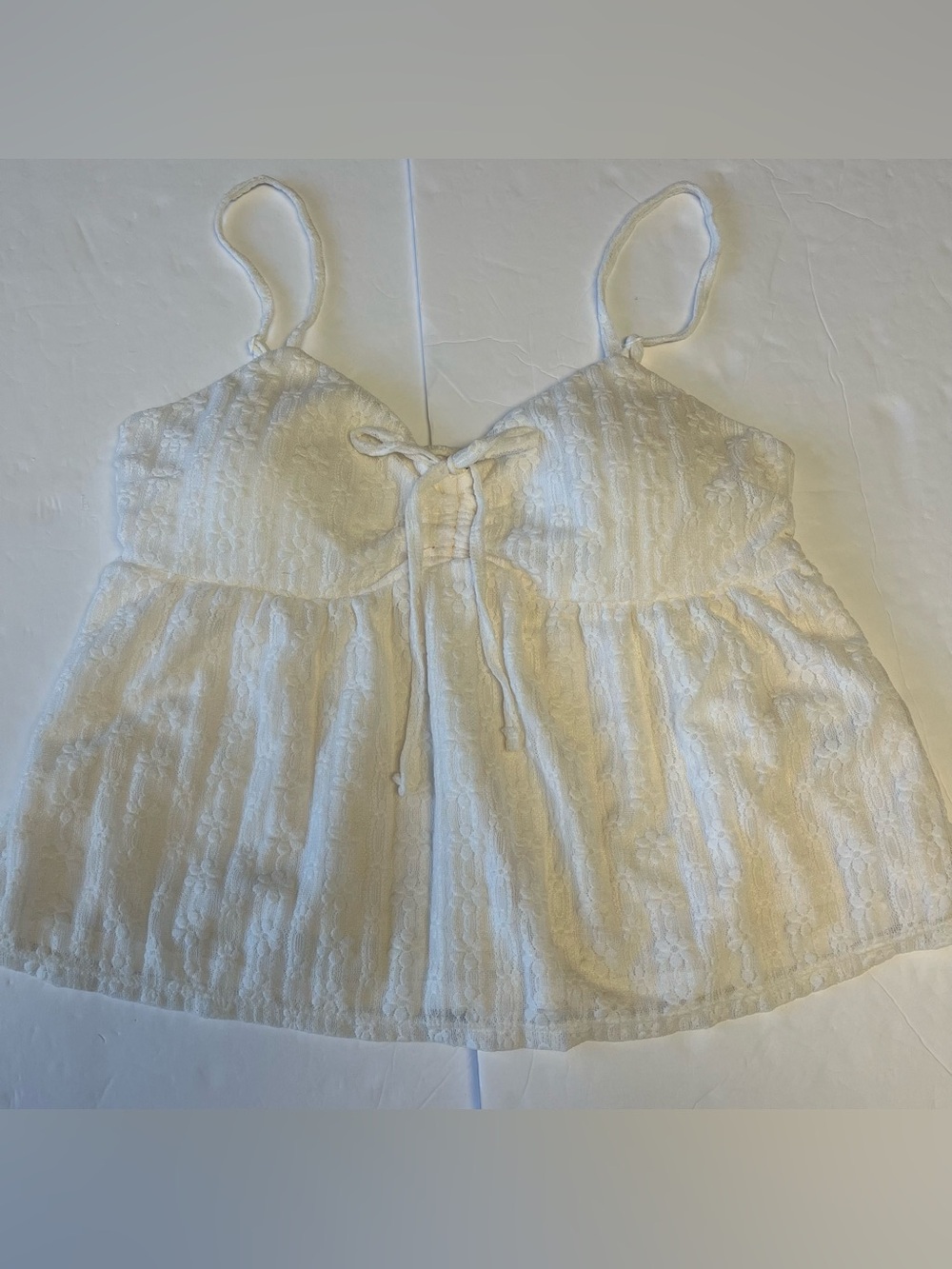Coquette Romantic Bridal Boho Fairy Cami Crop Ivory Lace Festival Medium